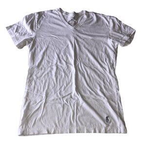 Polo Ralph Lauren White V Neck T Shirt  Slim Fit Blue Pony Size Medium